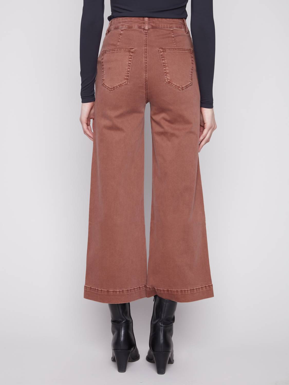 Charlie B - Cropped Patch Pocket Flare Twill Pants