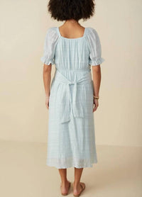 Hayden La - Textured Tie Waist Square Neck Dress