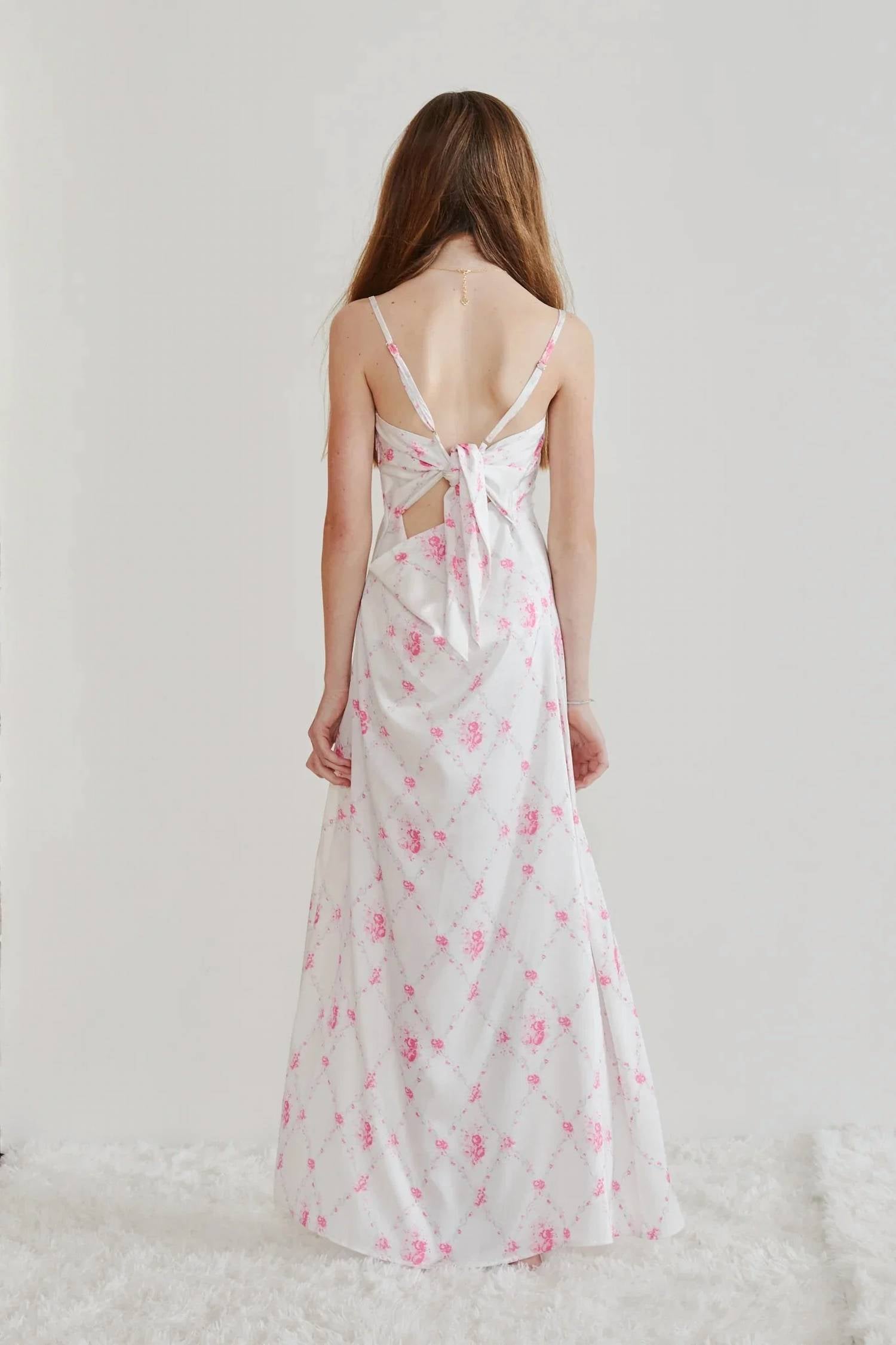 Theme - Girl's Charlotte Vintage Romantic Rose Long Satin Dress