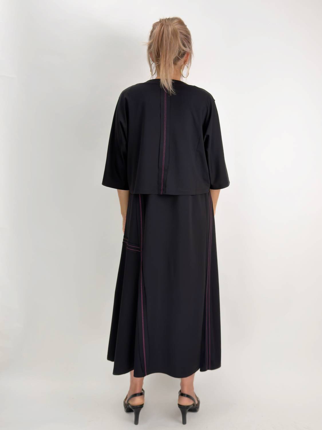 Ozai N Ku Avant Cropped Cardigan in black multi - women's cardigan - detail view