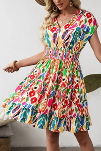 1 The Woman - Abstract Print Ruffle Tiered Mini Dress