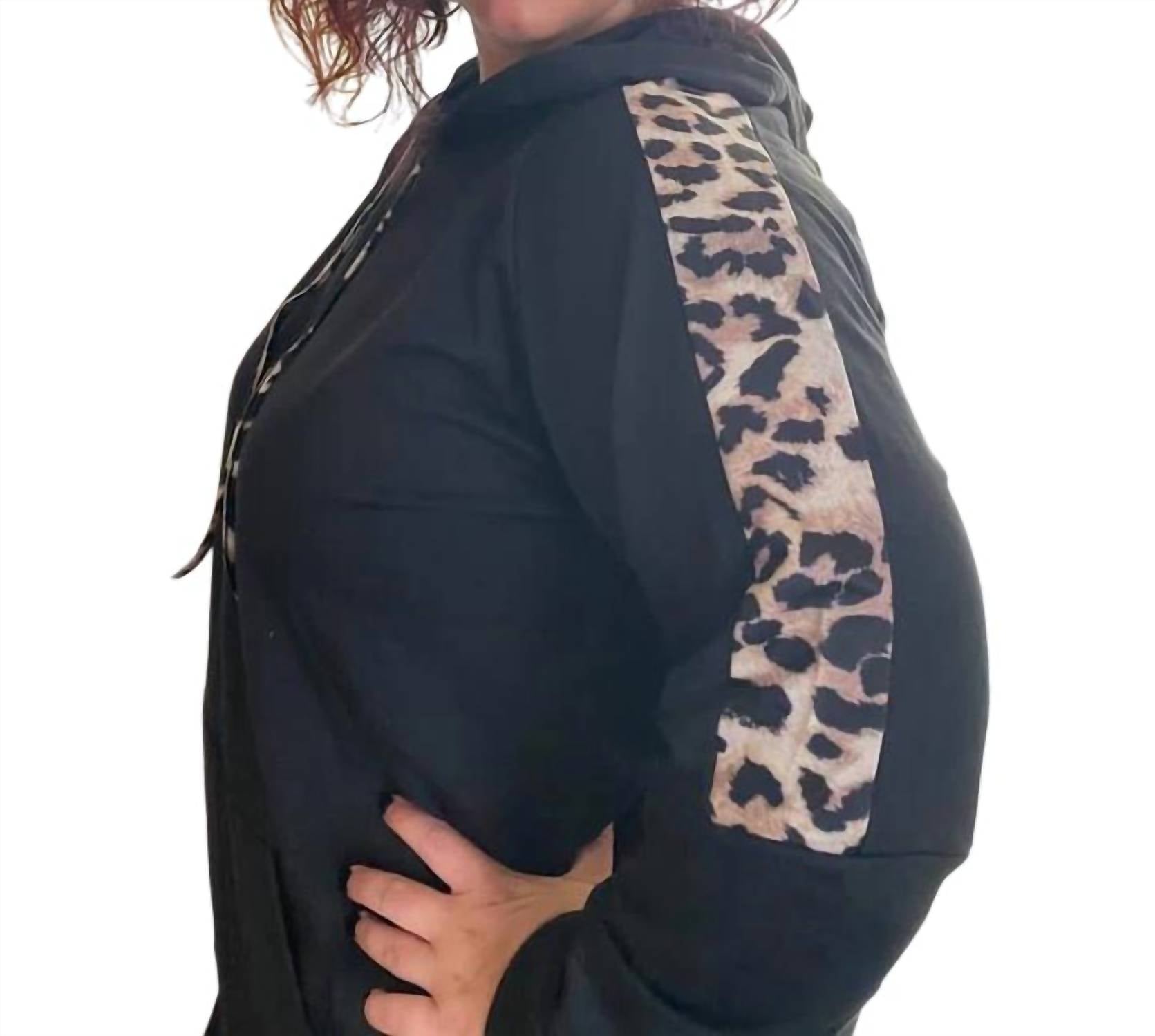 Shirley Stone - Leopard Trimmed Hoodie