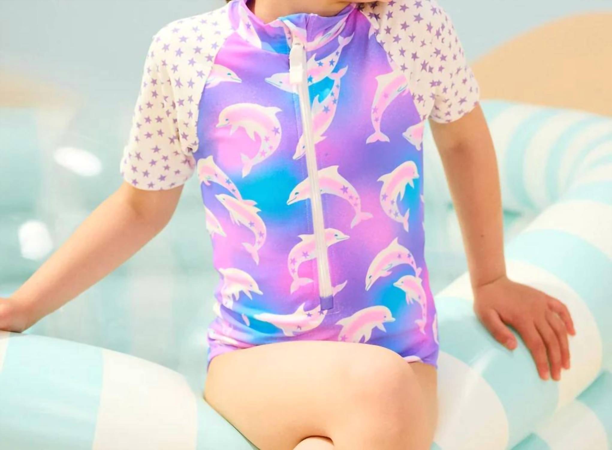 Hatley - Girl's Airbrush Dolphins Rashguard One Piece Swimsuit