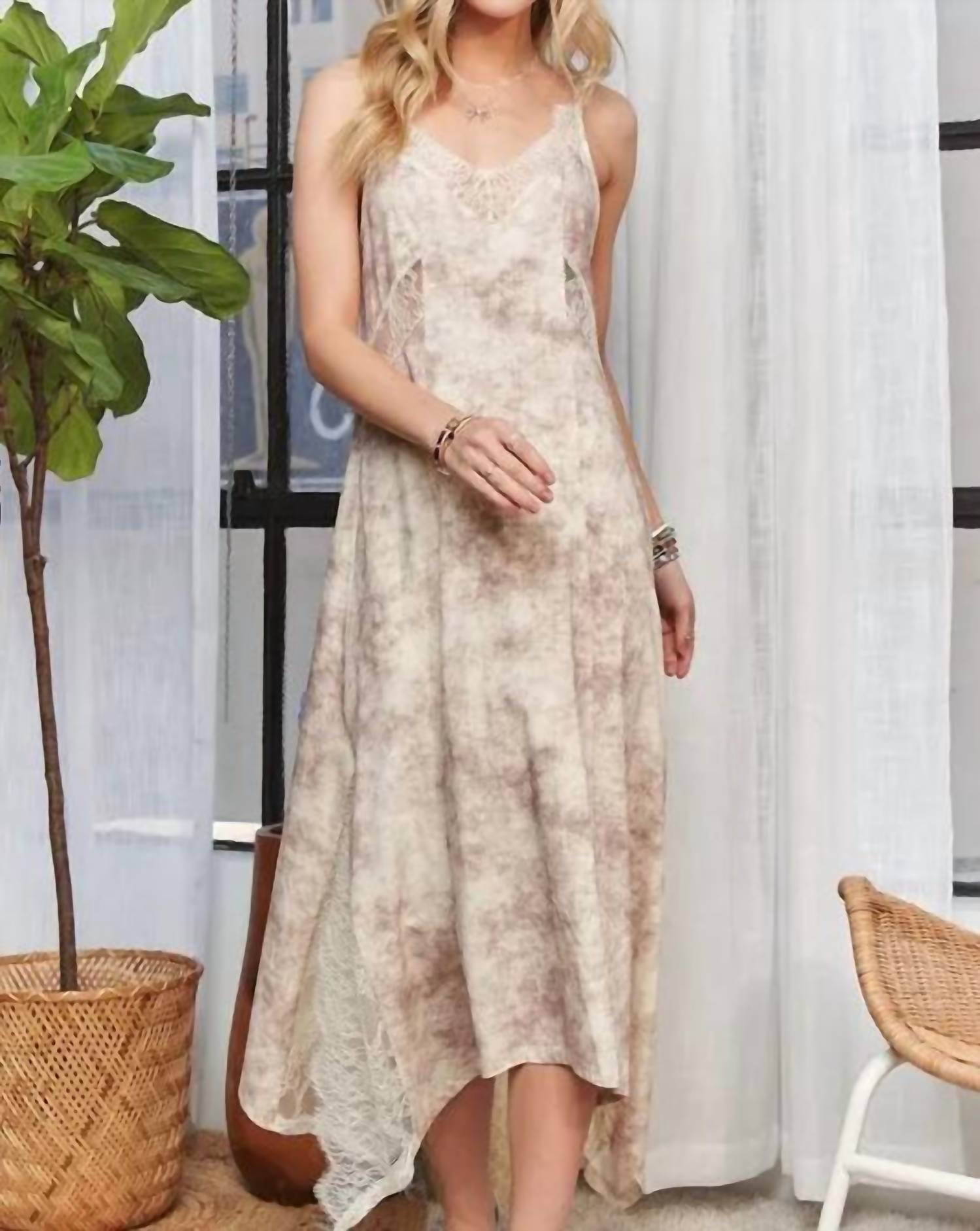 Adora - Printed Spaghetti Strap Midi Dress