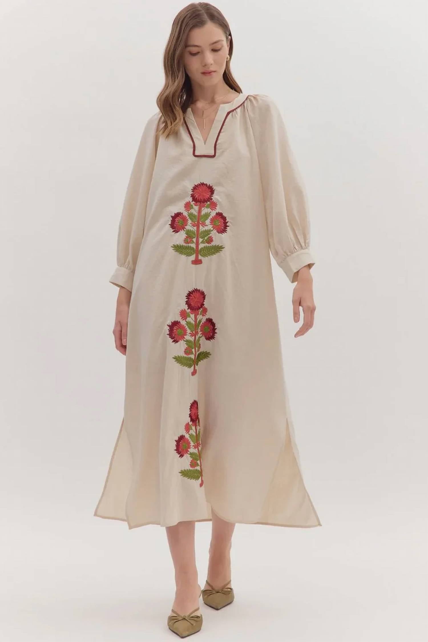 Entro - Dahlia Embroidered Midi Dress