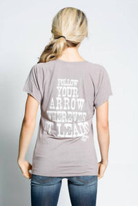 Southern Jewelz Follow Your Arrow Tee in grey - women's t-shirt - detail view