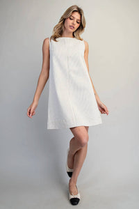 Ee:Some - Pinstriped Back Zipper Mini Dress