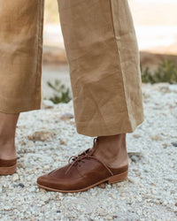 St. Agni Women's Dylan Leather Loafer in havana - women's flats - detail view