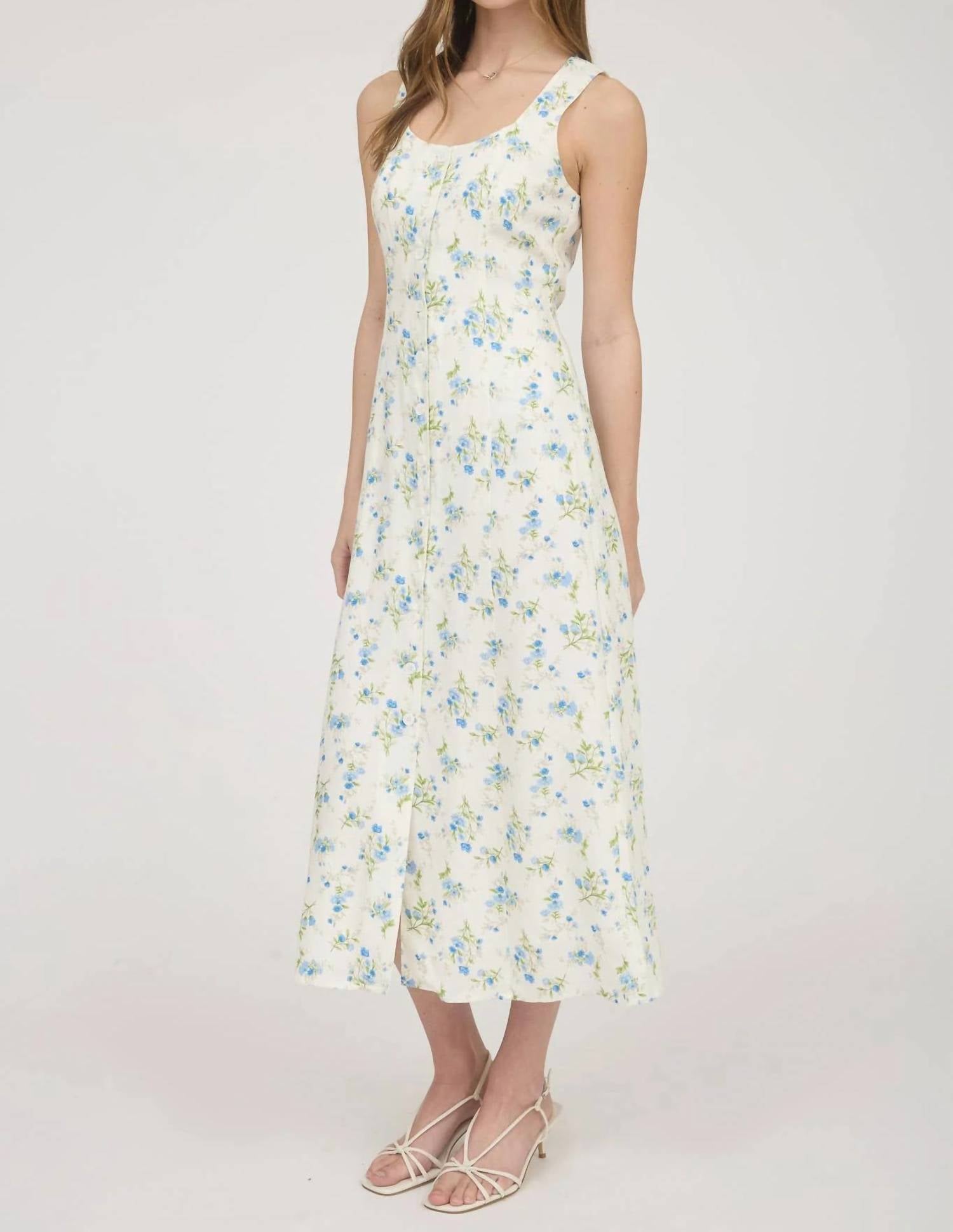 The Workshop Studio - Floral Sleeveless Button Down Midi Dress