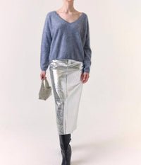 Brodie Cashmere Brushed Rosa Reversible Cashmere Jumper in feather - women's sweater - alternate view