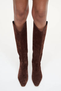STAUD Women's Suede Western Wally Boot in mahogany - women's shoe - view 4