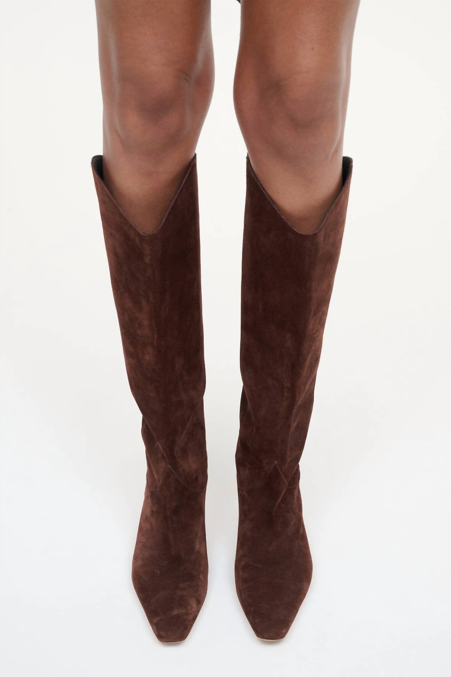 STAUD Women's Suede Western Wally Boot in mahogany - women's shoe - view 4