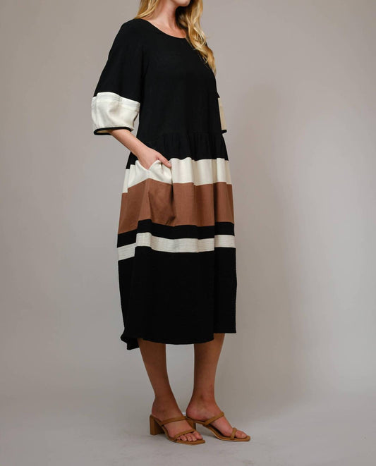 Blue B - Scoop Neck Stripe Midi Dress