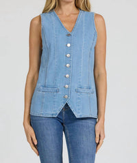 DEAR JOHN DENIM Prue Denim Vest in dark arthlow - women's jacket