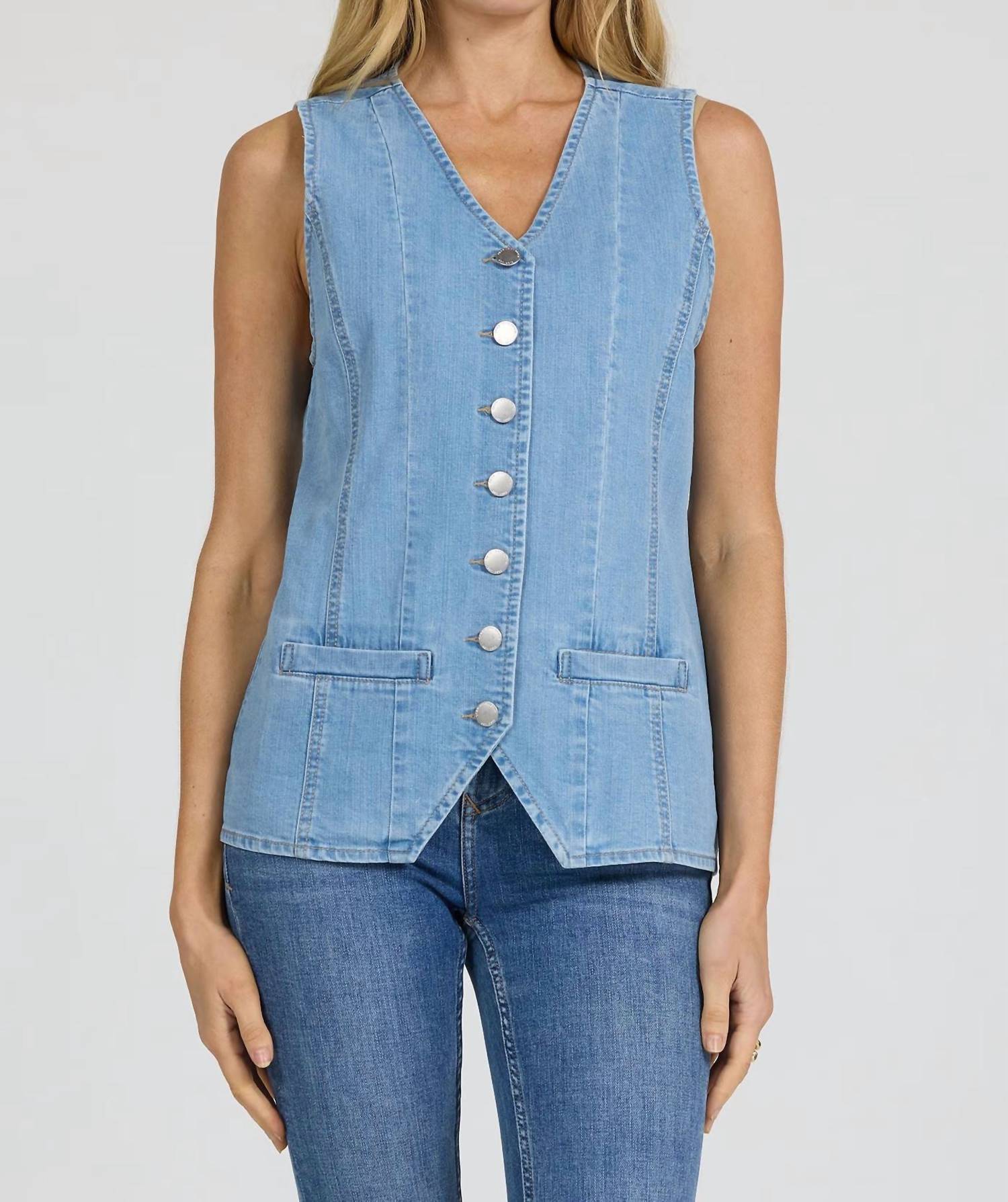 DEAR JOHN DENIM Prue Denim Vest in dark arthlow - women's jacket