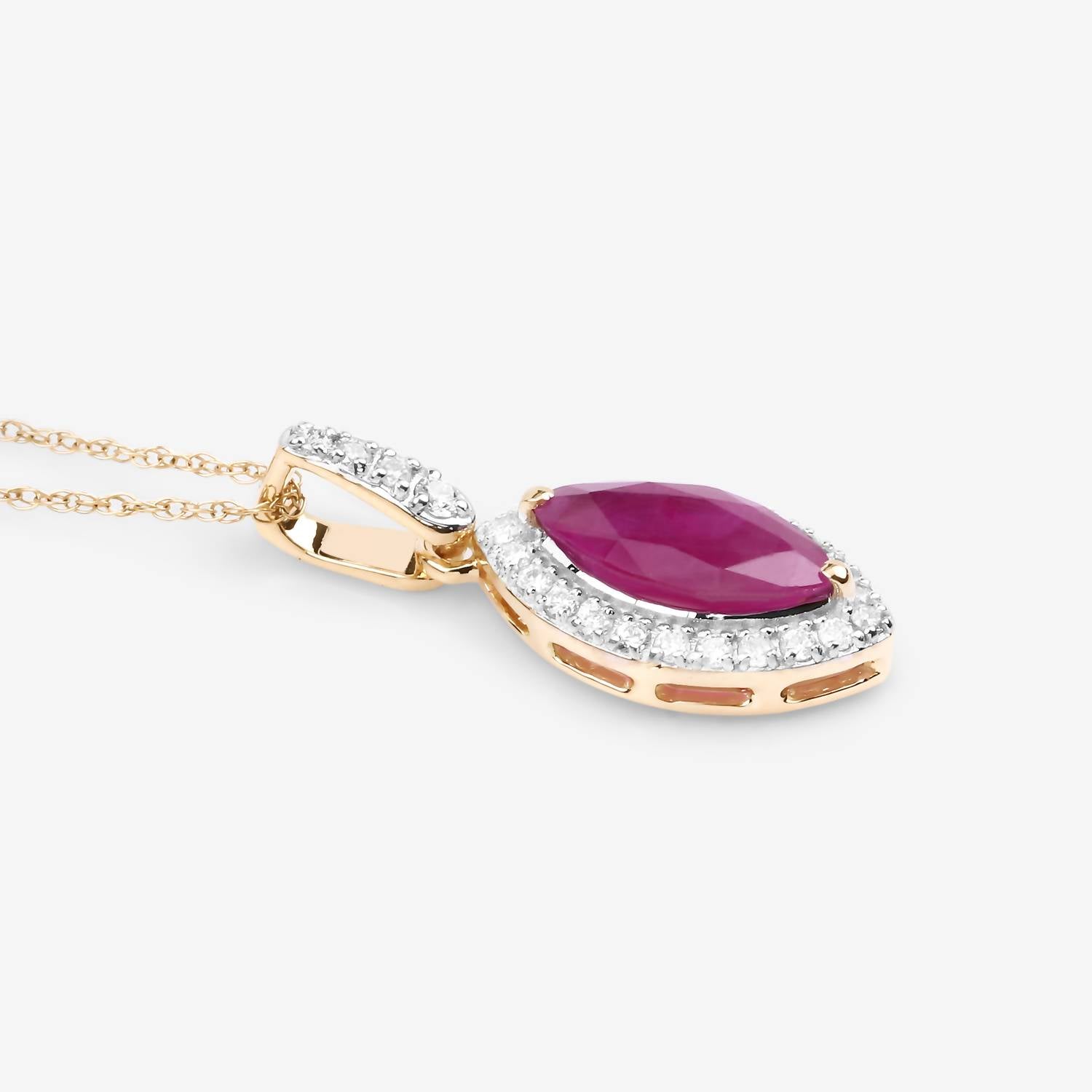 Diana M Jewels Women's Marquise Natural Ruby Pendant Necklace (1.60 Ct) - Classic in 14k yellow gold - women's jewelry - alternate view