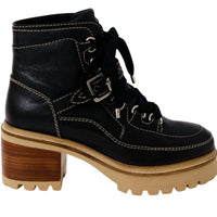 Free People Women's Jasper Hiker Ankle Boots in victorian black leather - women's shoe - detail view