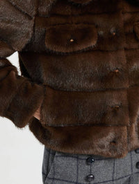 Vilagallo - Faux Fur Textured Stripe Jacket