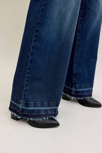 Judy Blue High Waist Palazzo Front Patch Pockets Jeans in dark wash - women's jeans - view 4