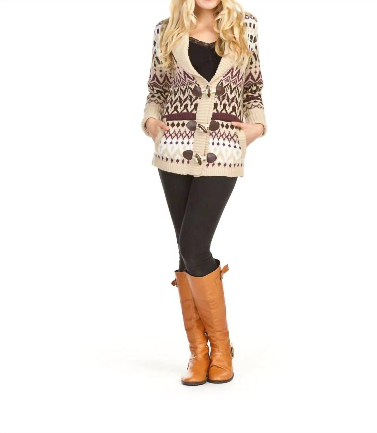 Papillon - Fairisle Shawl Collar Toggle Cardigan