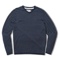 Grayers - Men's Stripe V Neck Cotton Linen Sweater