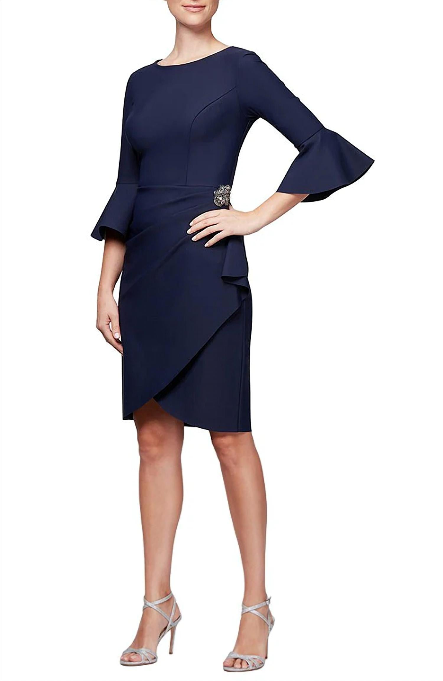 Alex Evenings - Bell Sleeve Bateau Sheath Dress