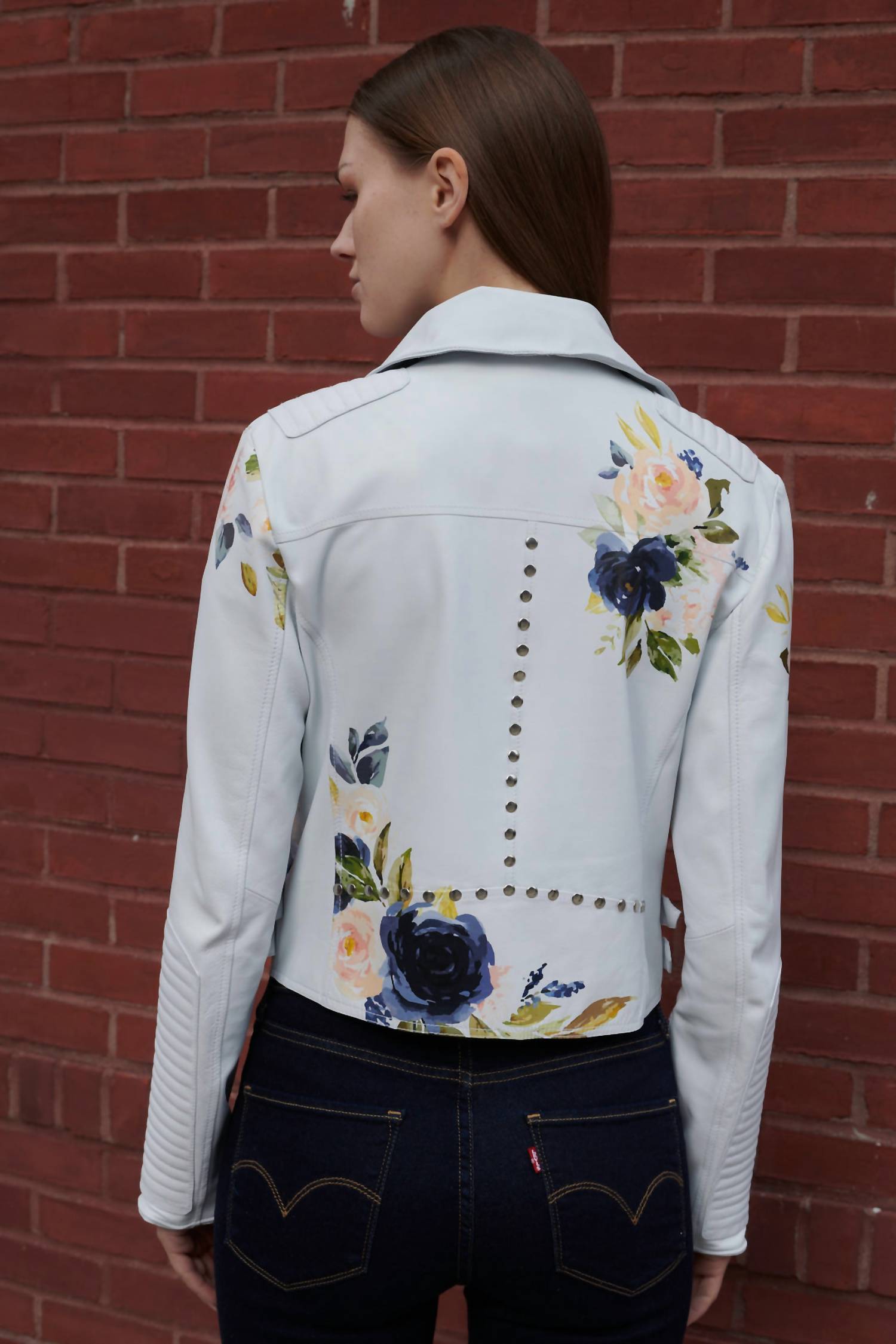 Jakett - Harley Floral Burnished Leather Jacket