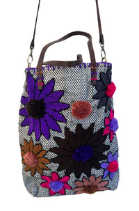 En Shalla - Women's Flower Appliqués Crossbody Bag