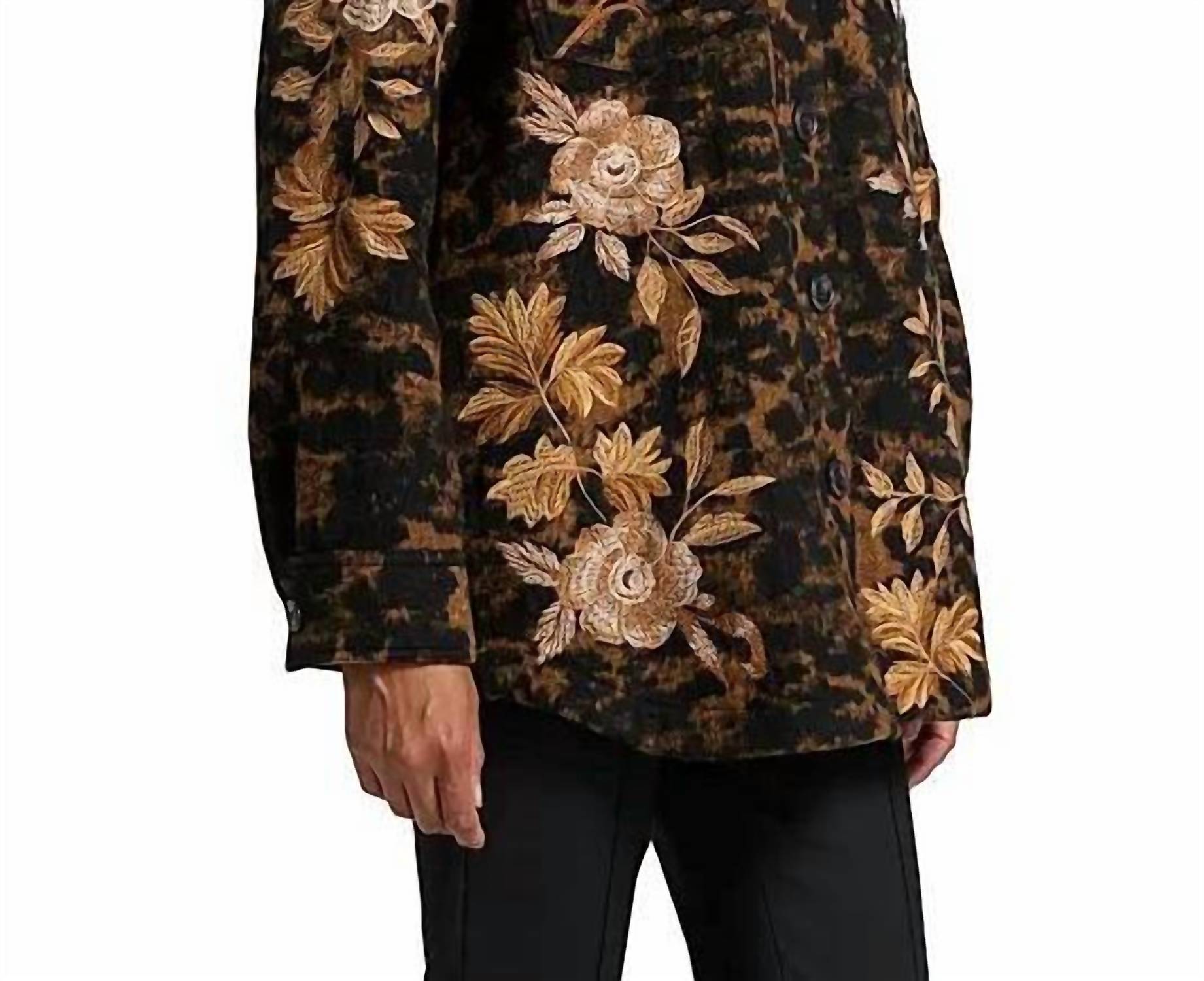Johnny Was MIELA OVERSIZED SHIRT JACKET in floron jacquard - women's jacket - detail view
