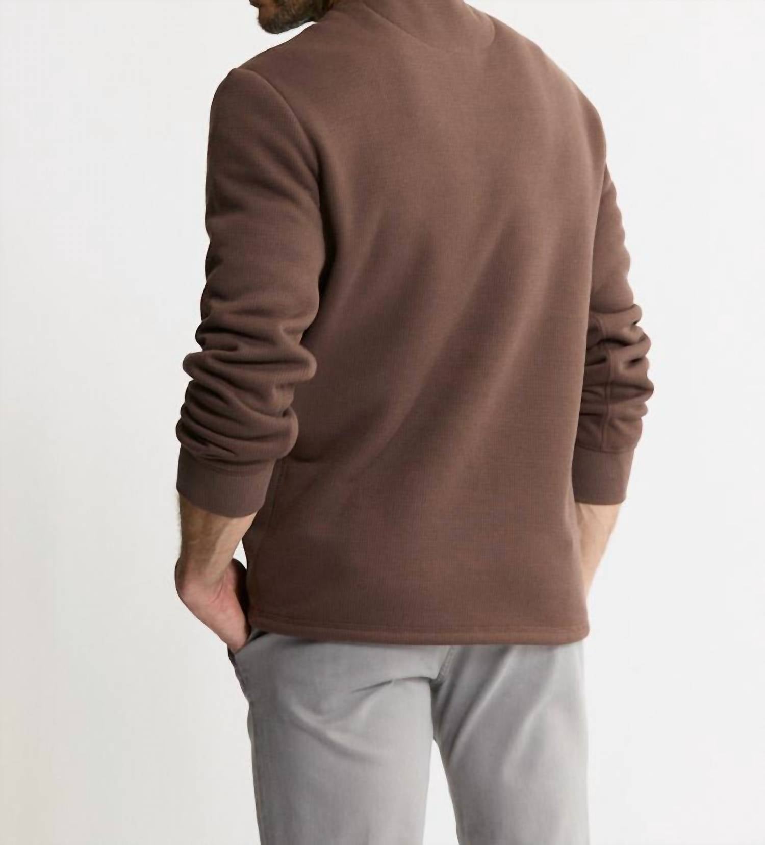 Jachs New York - Sherpa Bonded Waffle Long Sleeve Henley Shirt