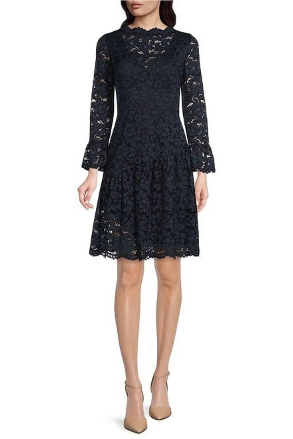 Maggy London - Lace Bell Sleeve Short Party Dress