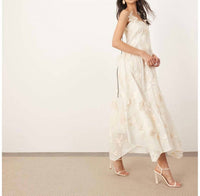 Arrange Mirrored Applique Floral Embroidered Cami Maxi Dress in buttermilk - women's dress