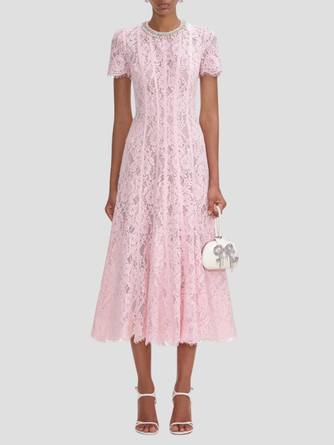 Self-Portrait - Lace Embellished Midi Dress