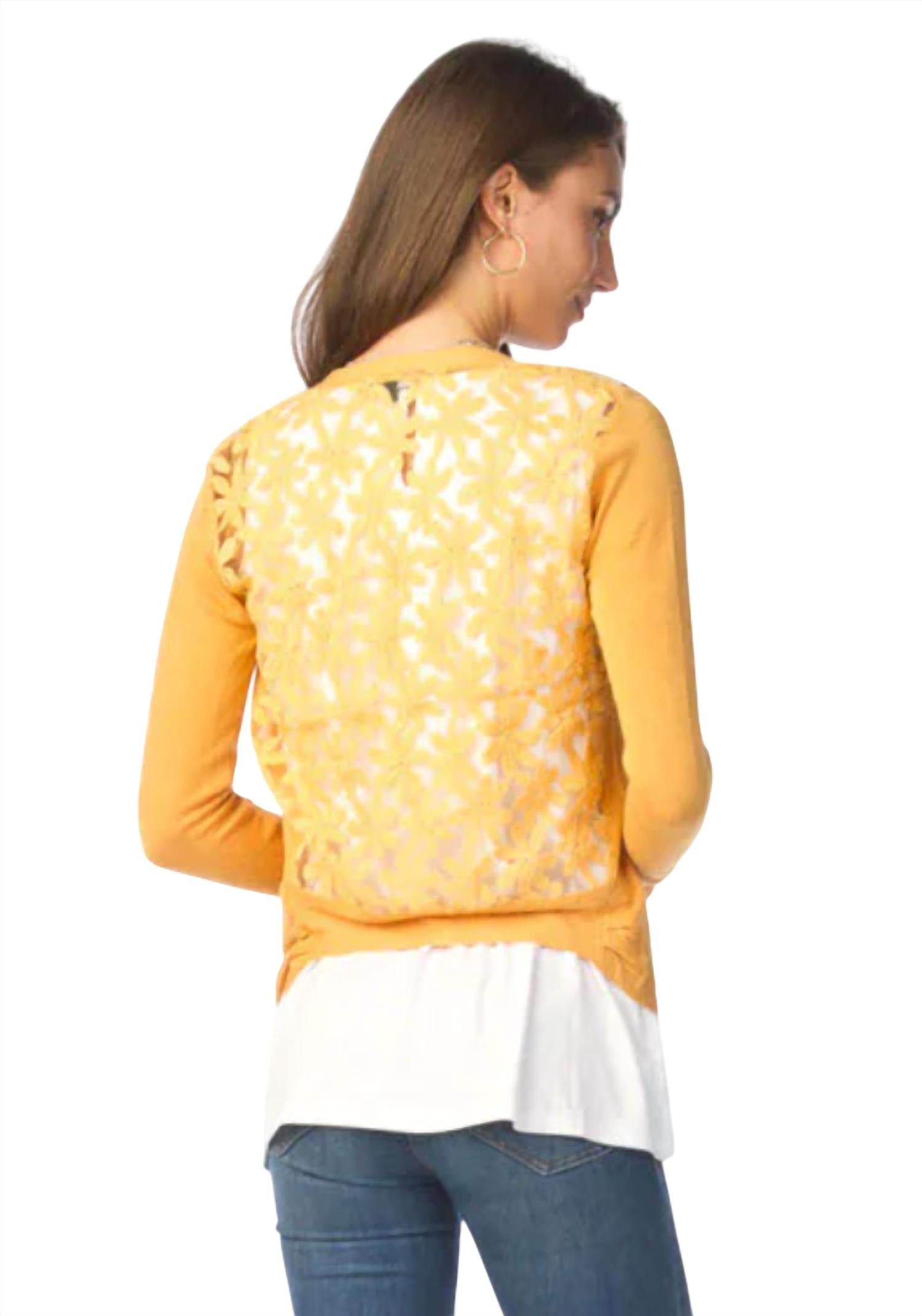 Papillon - Lace Back Long Sleeve Waterfall Cardigan