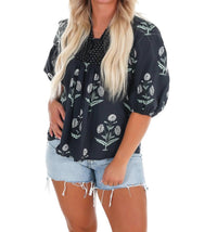 She + Sky - Women's Garden Whimsy Print Top