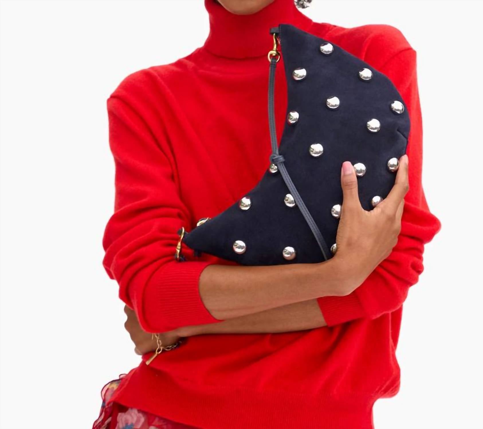 Clare V. - Women's Lune Suede Shoulder Bag With Studs