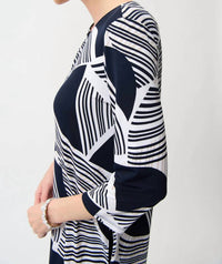 Joseph Ribkoff - Silky Knit Geometric Print Dress with Keyhole