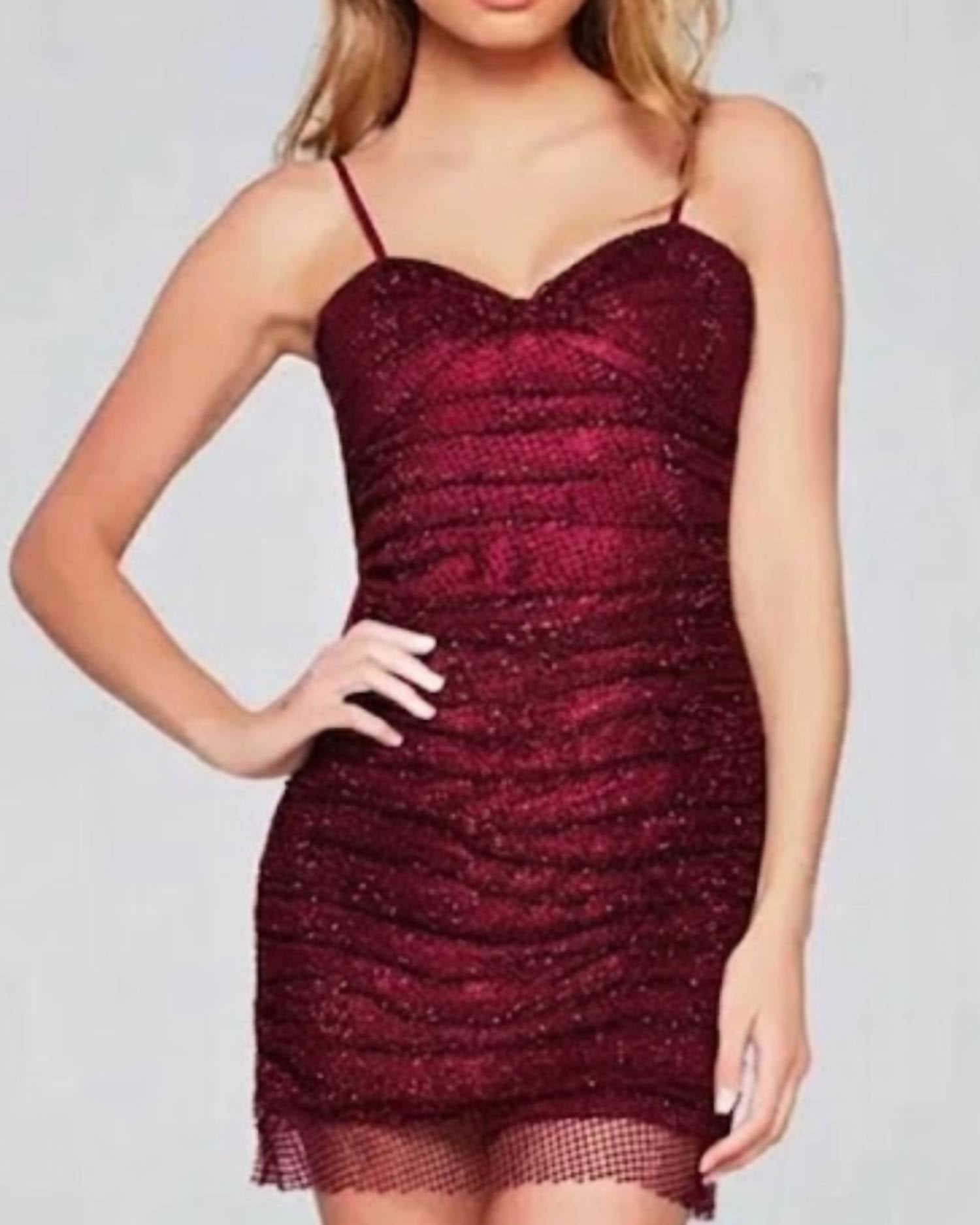 Jovani - Beaded Net Cocktail Dress