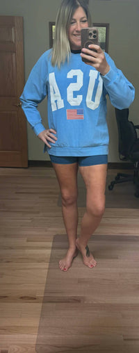 Top Notch Embroidery - Usa Corded Washed Crewneck Sweater