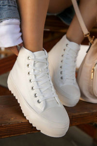 La Shoe King Women's High Top Lug Sneakers in white - women's sneaker - alternate view