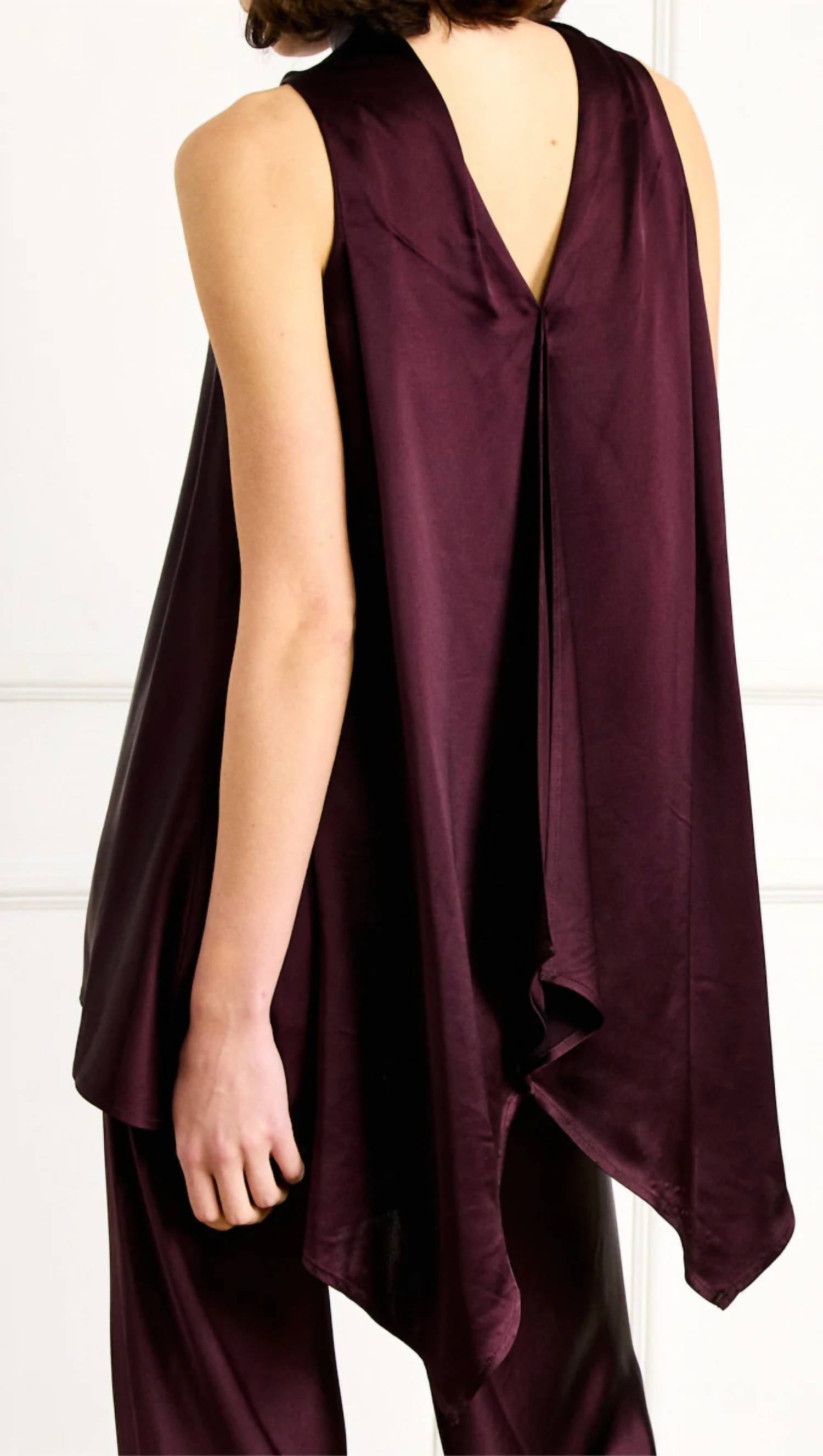 line and dot Petrea Top in aubergine maroon - women's shirt - alternate view