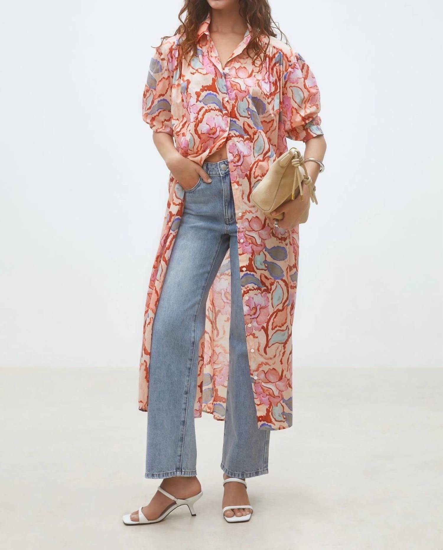 Suncoo - Cadix Floral Maxi Shirt Dress