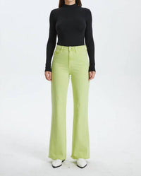 Bayeas Stella High Rise Wide Leg Pants in pistachio - women's jeans - detail view