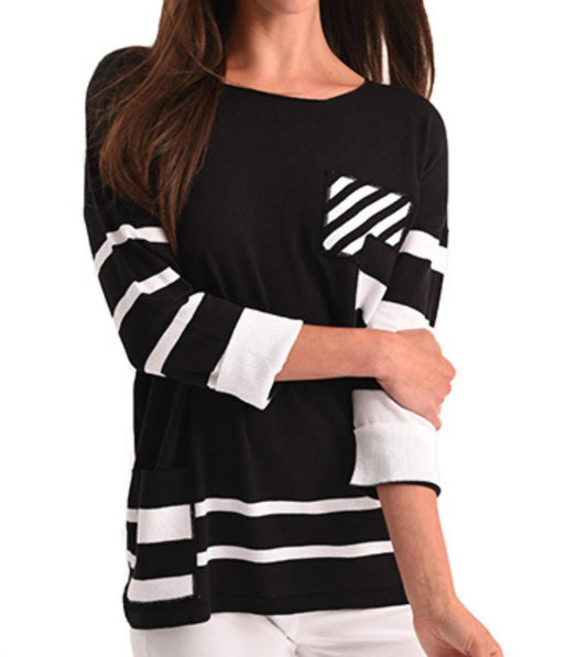 Stripe 3/4 Sleeve Top