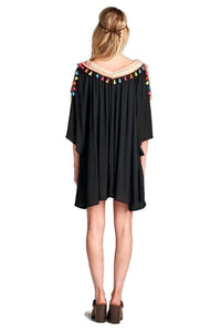 Velzera - Cold Shoulder Tassel Mini Dress - Plus