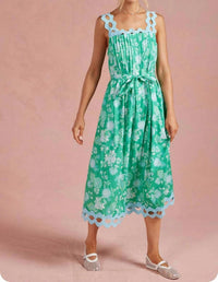 Strut & Bolt - Botanical Garden Ric-Rac Pintuck Midi Dress