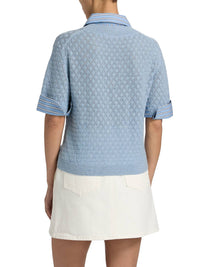 TANYA TAYLOR Esme Pointelle Knit Top in powder blue - women's t-shirt - view 6