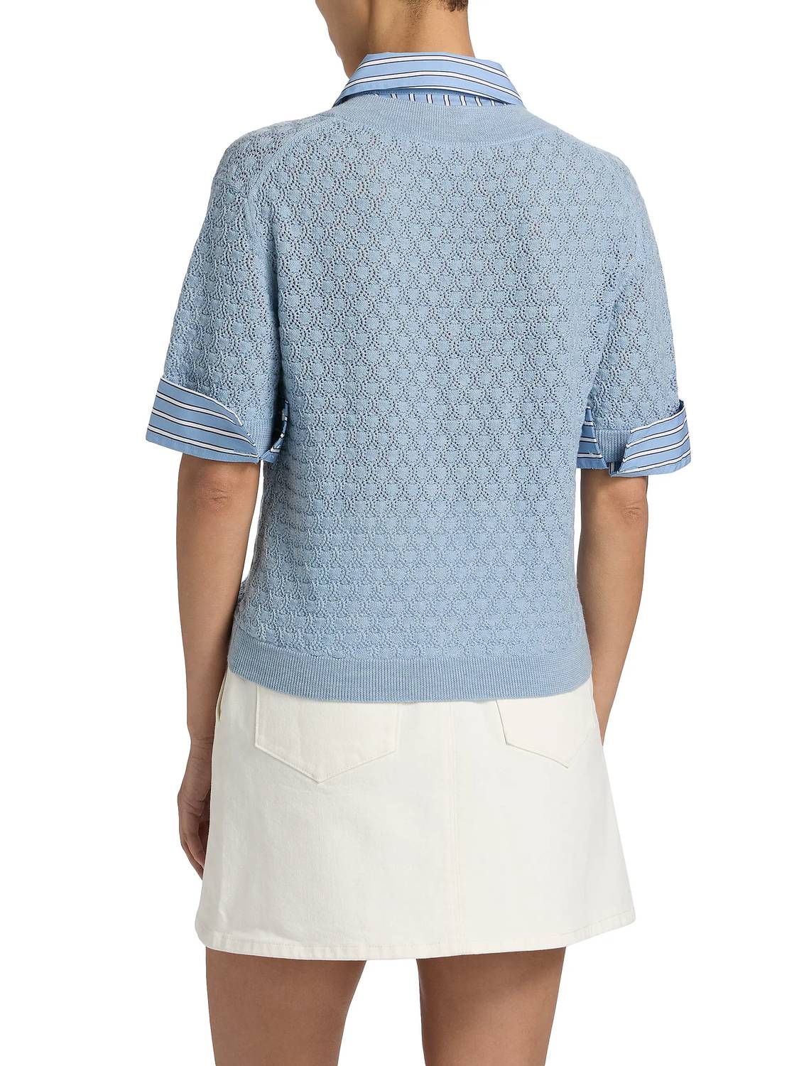 TANYA TAYLOR Esme Pointelle Knit Top in powder blue - women's t-shirt - view 6