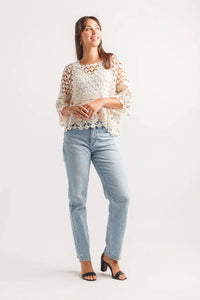 Papillon - Cropped Lace Crochet Pullover Sweater