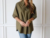 Caryn Lawn - Kit Ruffle V Neck Top